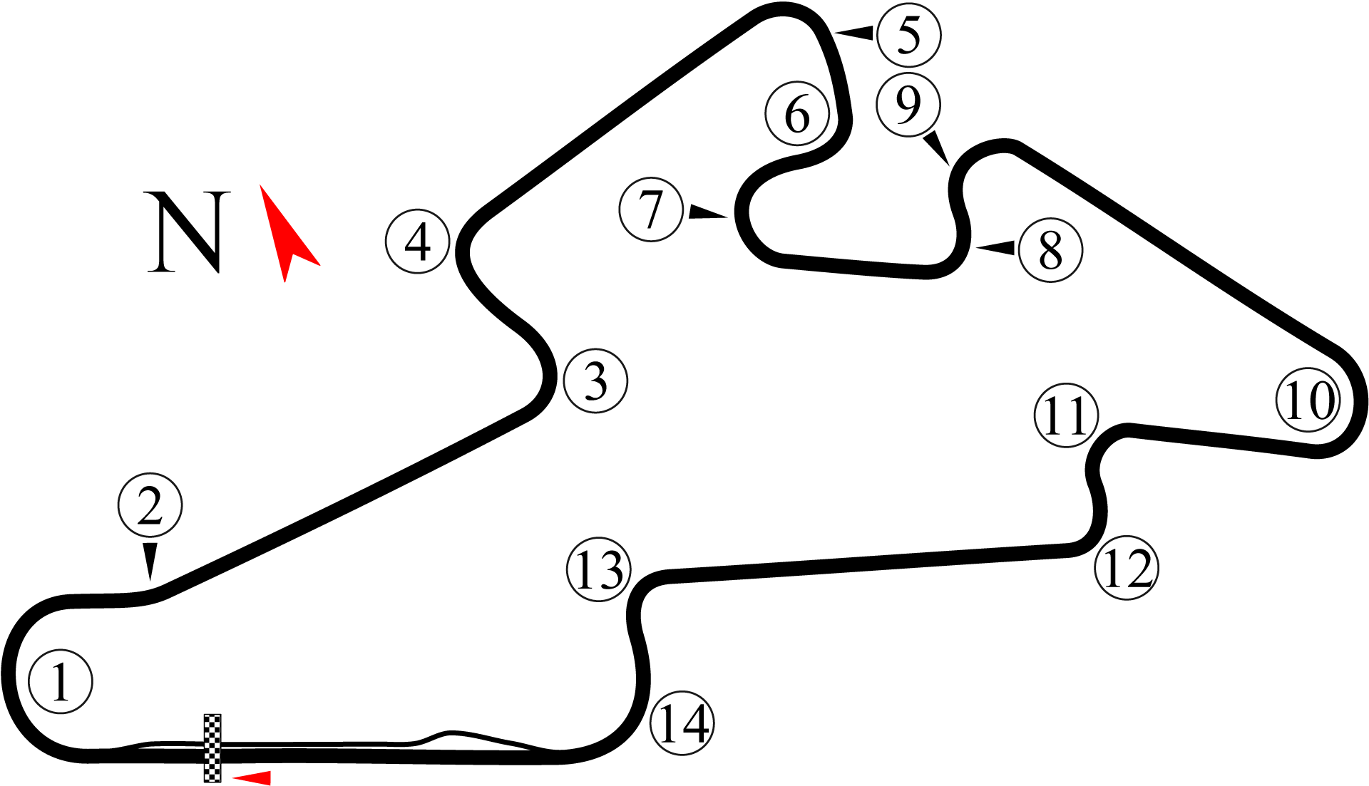 Layout der Rennstrecke: Automotodrom Brno